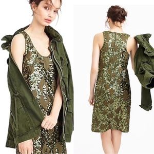 J. Crew Sequin Shift Dress Olive Size 4